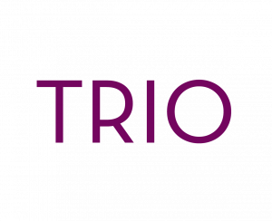 The word "TRIO" in purple letters