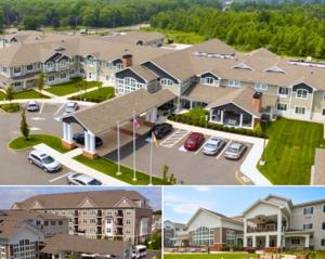 Three separate large buildings offering assisted living and memory care.