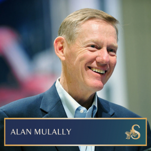 Cover art for episode 57 of the Seasons Leadership Podcast with an image of Alan Mulally.