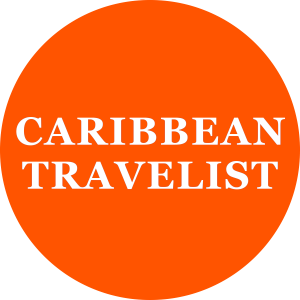 Caribbean Travelist logo comprising an orange circle with Caribbean Travelist typed across the center of the circle