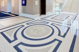 US Naval academy seal in terrazzo.