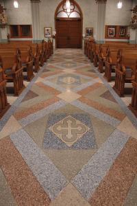 Close up of terrazzo in central aisle