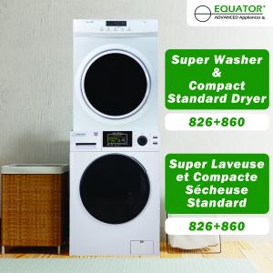 Equator 1.9 Cu.Ft White Super Washer 3.5 Cu.Ft White Compact Dryer - Stackable Set