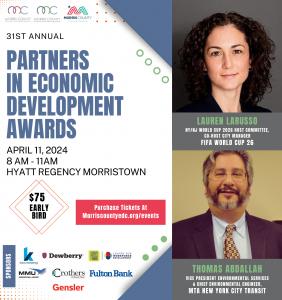 The April 11, 2024 Partners in Economic Development Awards event features 2 Keynotes, Panel Discussion, Awards, Networking, and Breakfast.