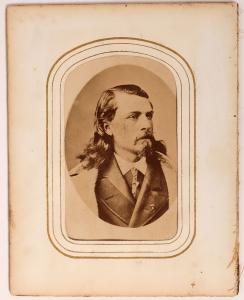 Circa 1870s carte de visite of Buffalo Bill Cody, made by the Theatrical Photography Company and depicting the Wild West showman in his younger years (est. $10,000-$20,000).