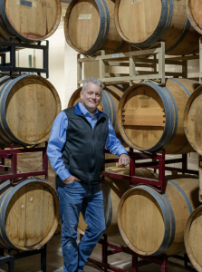 Winemaker Bryan Jones of Prince Michel Winery in barrel room