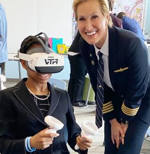 VTR CEO Evey Cormican with a young aspiring pilot