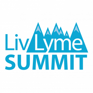 LivLyme Scientific Summit Logo with mountains referring to reaching a mountain summit or the use of the word summit as in a conference.