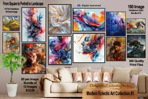 Eclectic Art Collection shown as gallery wall art. Suitable for reproducing in print, wall art, art print, art prints, mom, mother's day, mothers day, poster, digital art, digital wall art, printable wall art, digital prints, printable art.