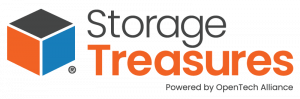 StorageTreasures Online Storage Auctions logo with Powered by OpenTech Alliance tagline