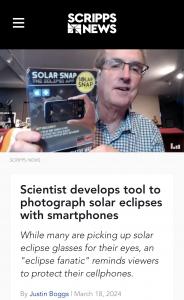 Former Hubble Space Telescope Astronomer and Eclipse Expert Dr. Doug Duncan explained how to take epic smartphone eclipse photos using his Solar Snap - The Eclipse App made by American Paper Optics on Scripps News.
