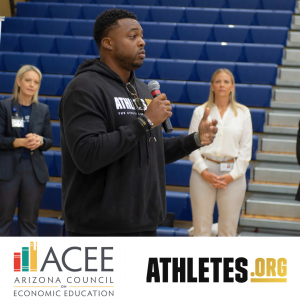 Athletes.org CEO Brandon Copeland sharing the realities of managing finances with high school students.