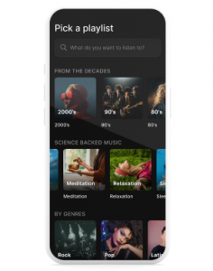 screenshot of alphabeats music playlist selections