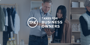 TFX Taxes for business owners, logo, business concept