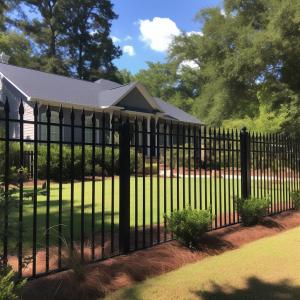 A shiny black Aluminum fence
