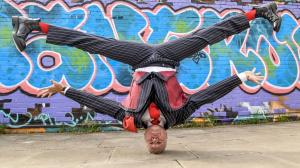 Brian Rose, London Mayoral candidate, breakdances