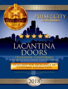 LaCantina Doors San Diego 2018 Pulse of the City News Award