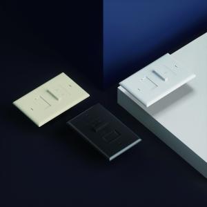 This image displays 3 dimmer color options: black, white, and light almond devices.