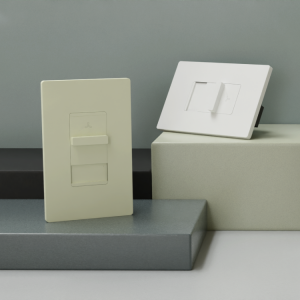 This image displays more color options and the clean, modern design of the dimmer switches.