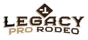 Legacy Pro Rodeo's logo brown and gold logo, which also incorporates the Bar T brand.