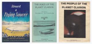 These book covers show the first editions of three published books with autobiographical writings by Truman Bethurum.
