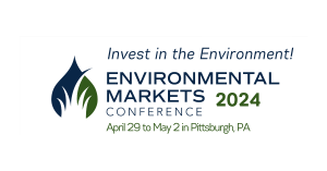 Logo for the Environmental Markets Conference designed to reflect wetland grasses and water