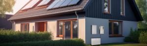 Avalon whole-home energy storage system on a side of a home with a solar pv system