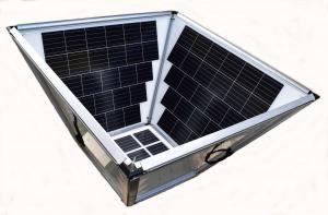 The photo is the SFS 3D solar assembly. There are 4 sides and a bottom. The custom solar panels are attached to the custom solar frame.