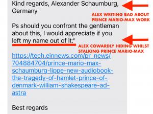 Alexander Schaumburg-Lippe hiding whilst stalking Prince Mario-Max Schaumburg-Lippe