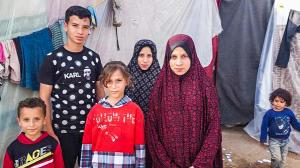 Al-Gharabli children in a displacement camp, embodying hope and endurance in Gaza