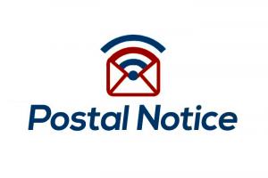 Postal Notice red, white, and blue logo in press release for Congress and USPS