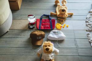 lion doll, bag, hat, lantern amenities
