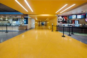 terrazzo floor with yellow at Price Center