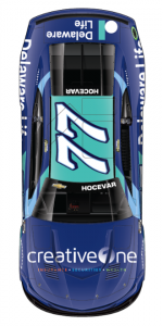 CreativeOne's logo is being featured on the hood of Delaware Life's Nascar race car.