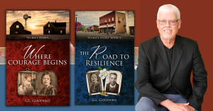 Author G.L. Gooding with best-selling books Where Courage Began and The Road to Resilience