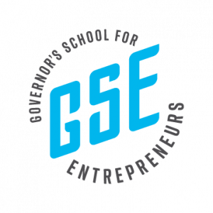 The official seal of the Governor's School for Entrepreneurs features the letters GSE in an ascending design, encircled by the name of the nonprofit organization.
