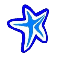 The Trinity Kids logo is a starfish with abstract symbols embedded as the spines of the starfish. The letters "T", "K" and the Christian cross are all present in the center of the starfish.