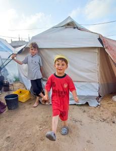 A tent in Rafah where Ibrahim’s family is currently residing after their home was destroyed