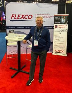 Brian Myers, Vice President of Sales & Marketing in the Flexco Fleet Services Booth at NTEA Conference, 2024