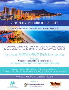 Rewarding Rockstars in Life Fun Creative Writing Contest, Participate to Win a Trip to Hawaii Food and Wine Festival
