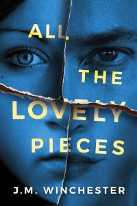 Picture of the book cover - ripped pieces of four different pictures of four different faces with a blue background
