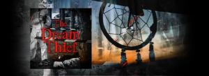 The Dream Thief teaser graphic showing a crime scene and a dream catcher.