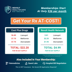 Generic Prescription Drug Price Comparison between The NEW Revolt Health Network and Cost Plus Drugs