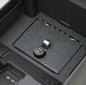Photo of Black Horse Off Road® Auto Safe installed in a center console.