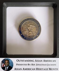 Outstanding Asian American Award medallion