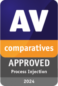 Certification with Logo of AV-Comparatives for the approved Process Injection 2024.
