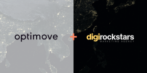 Optimove and Digirockstars partnership banner, showing both brands joining effort to improve the iGaming scene.