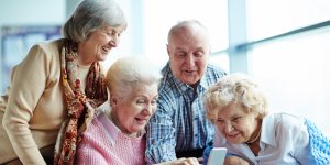 Group of Older Adults and Seniors Using Computer Technology