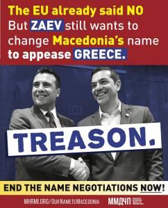 Illegitimate anti-Macedonian "Prime Minister" committing treason by trying to change Macedonia's name