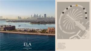 Map of Ela Residences on Dubai's Palm Jumeirah next to an image of the proposed site